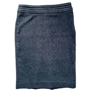 Kingslee Greene Size 4 Skirt Gray Textured Jacquard Midi Pencil w/ Grommet Detai